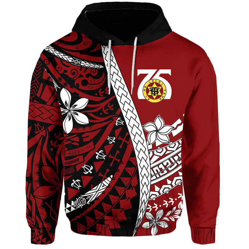 Tonga High School 75th Anniversary Hoodie Red Polynesian Minimalist Style LT9 Hoodie Red - Polynesian Pride