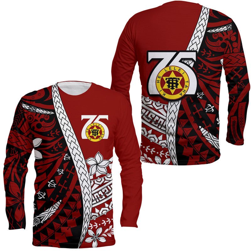 Tonga High School 75th Anniversary Long Sleeve Shirt Red Polynesian Minimalist Style LT9 Unisex Red - Polynesian Pride