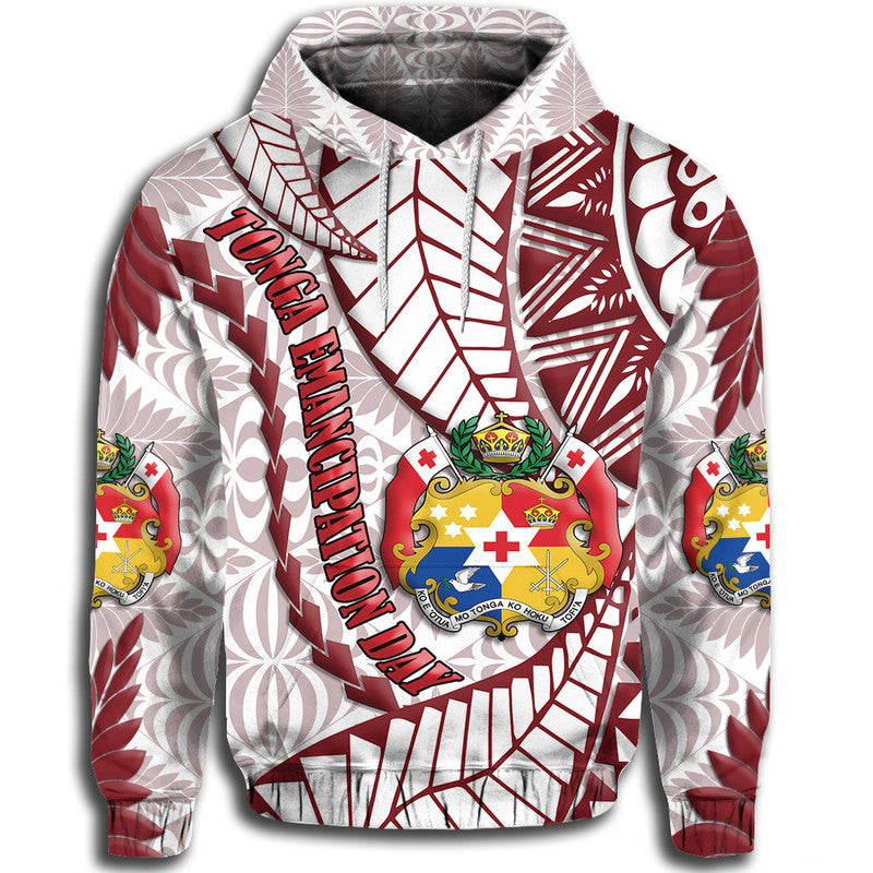 Tonga Hoodie Emancipation Day Kupesi Pattern No.2 White LT9 Hoodie - Polynesian Pride