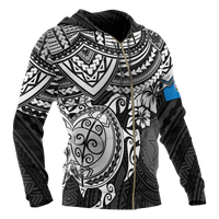Northern Mariana Islands Polynesian Hoodie (Zip up) White Turtle - Polynesian Pride