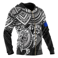 Wallis and Futuna Polynesian Hoodie (Zip up) White Turtle - Polynesian Pride