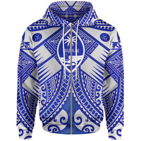Guam Polynesian Zip up Hoodie Guam White Seal with Polynesian Tattoo Ver 02 Unisex White - Polynesian Pride