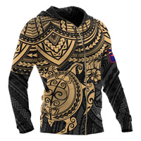 American Samoa Polynesian Hoodie (Zip up) Gold Turtle - Polynesian Pride