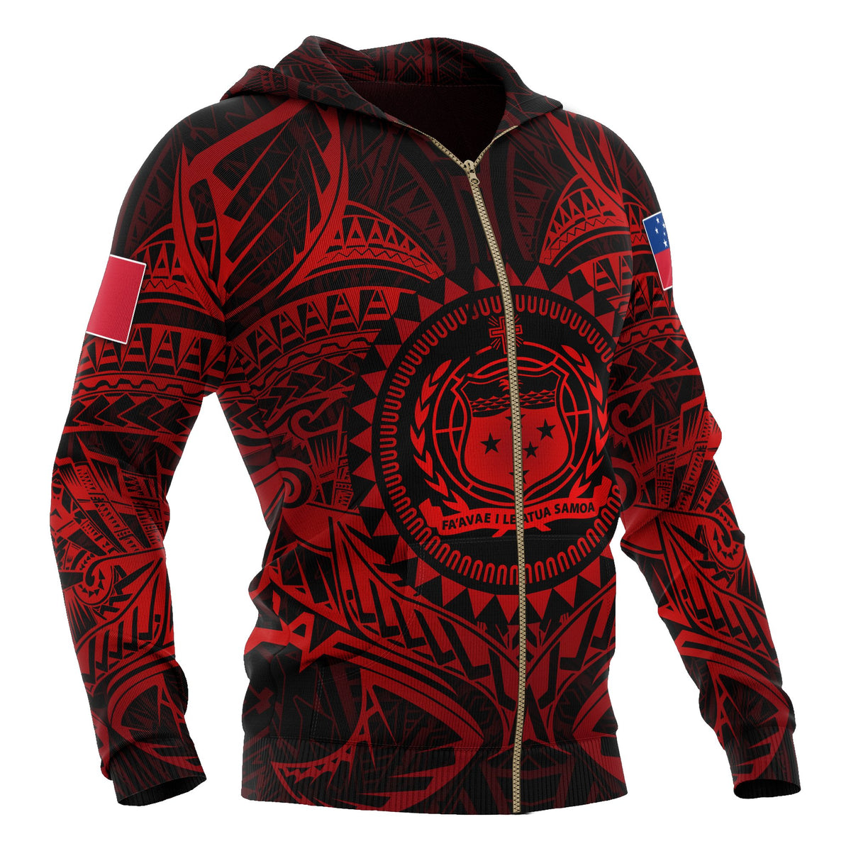 Samoa Polynesian Zip up Hoodie Samoa Red Seal - Polynesian Pride