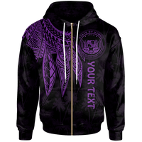 Polynesian Hawaii Custom Zip up Hoodie Polynesian Wings (Purple) Unisex Purple - Polynesian Pride