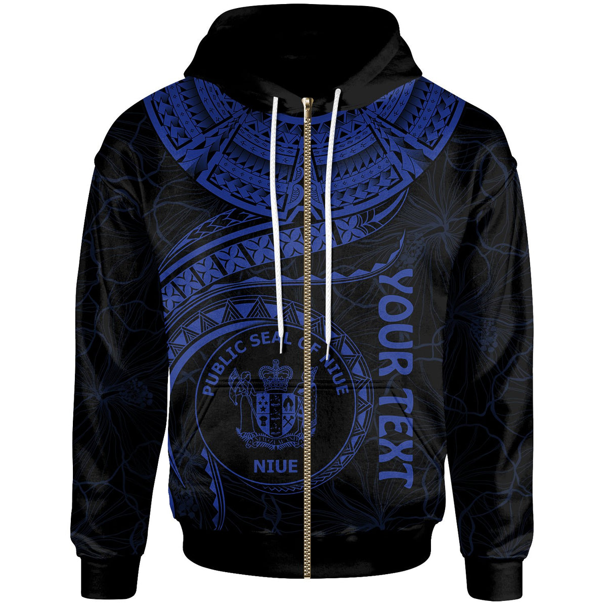 Niue Polynesian Custom Zip up Hoodie Niue Waves (Blue) Unisex Blue - Polynesian Pride