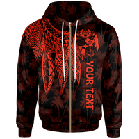 Tonga Custom Zip up Hoodie Polynesian Wings (Red) Unisex Red - Polynesian Pride