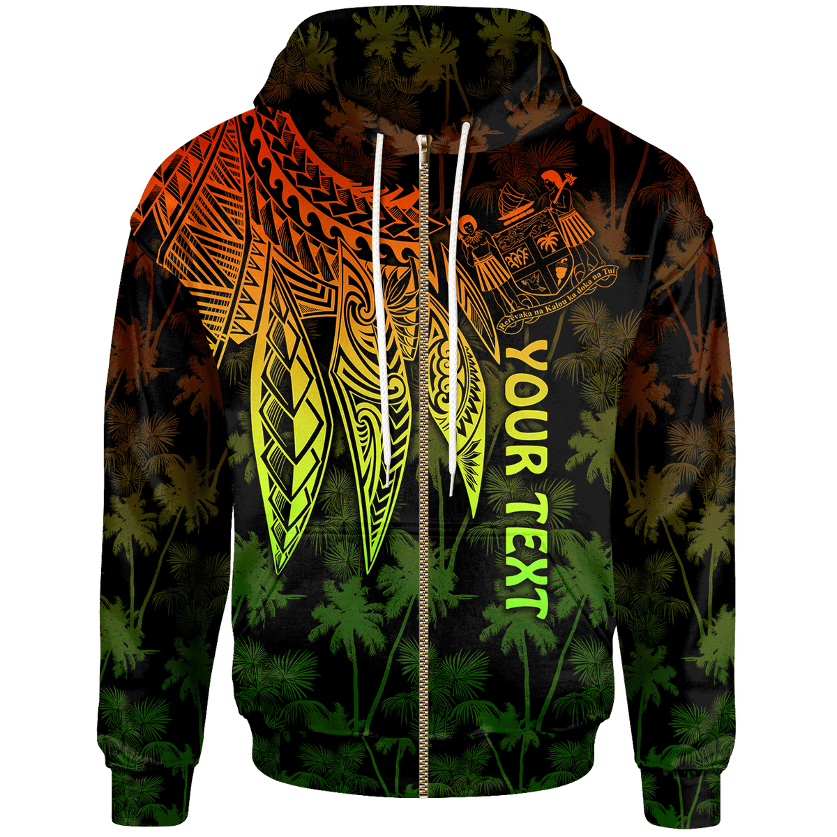 Fiji Custom Zip up Hoodie Polynesian Wings (Reggae) Unisex Blue - Polynesian Pride