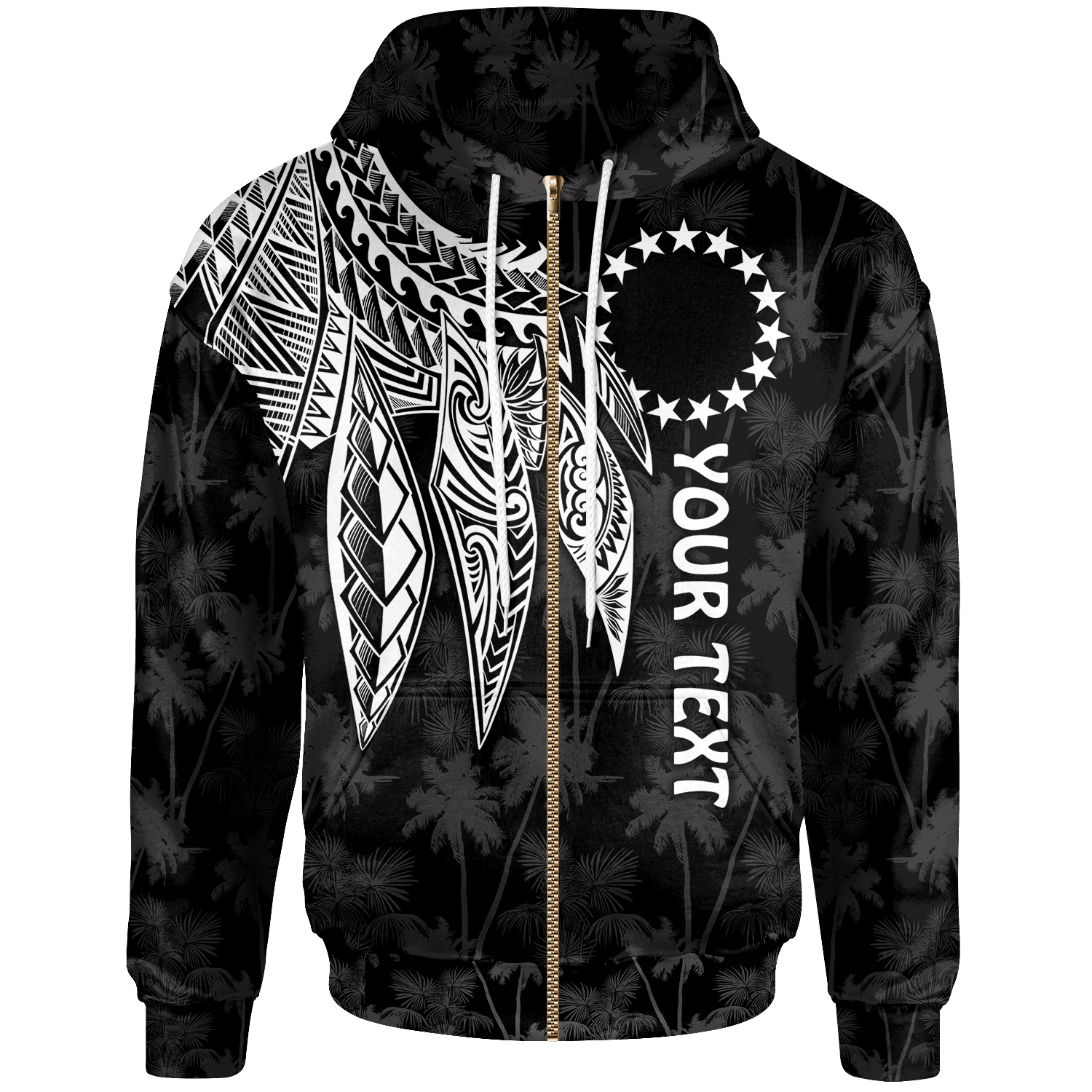 Cook Islands Custom Zip up Hoodie Polynesian Wings (White) Unisex White - Polynesian Pride