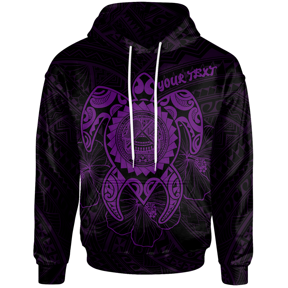 American Samoa Polynesian Custom Hoodie Vintage Polynesian Turtle (Purple) Unisex Purple - Polynesian Pride
