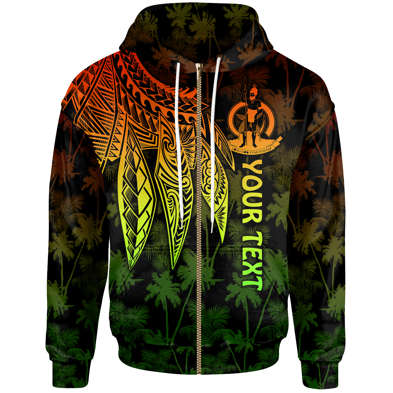 Vanuatu Custom Zip up Hoodie Polynesian Wings (Reggae) Unisex Reggae - Polynesian Pride