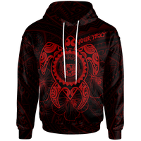 Hawaii Polynesian Custom Hoodie Vintage Polynesian Turtle (Red) Unisex Red - Polynesian Pride