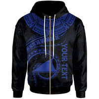 Tokelau Polynesian Custom Zip up Hoodie Tokelau Waves (Blue) Unisex Blue - Polynesian Pride