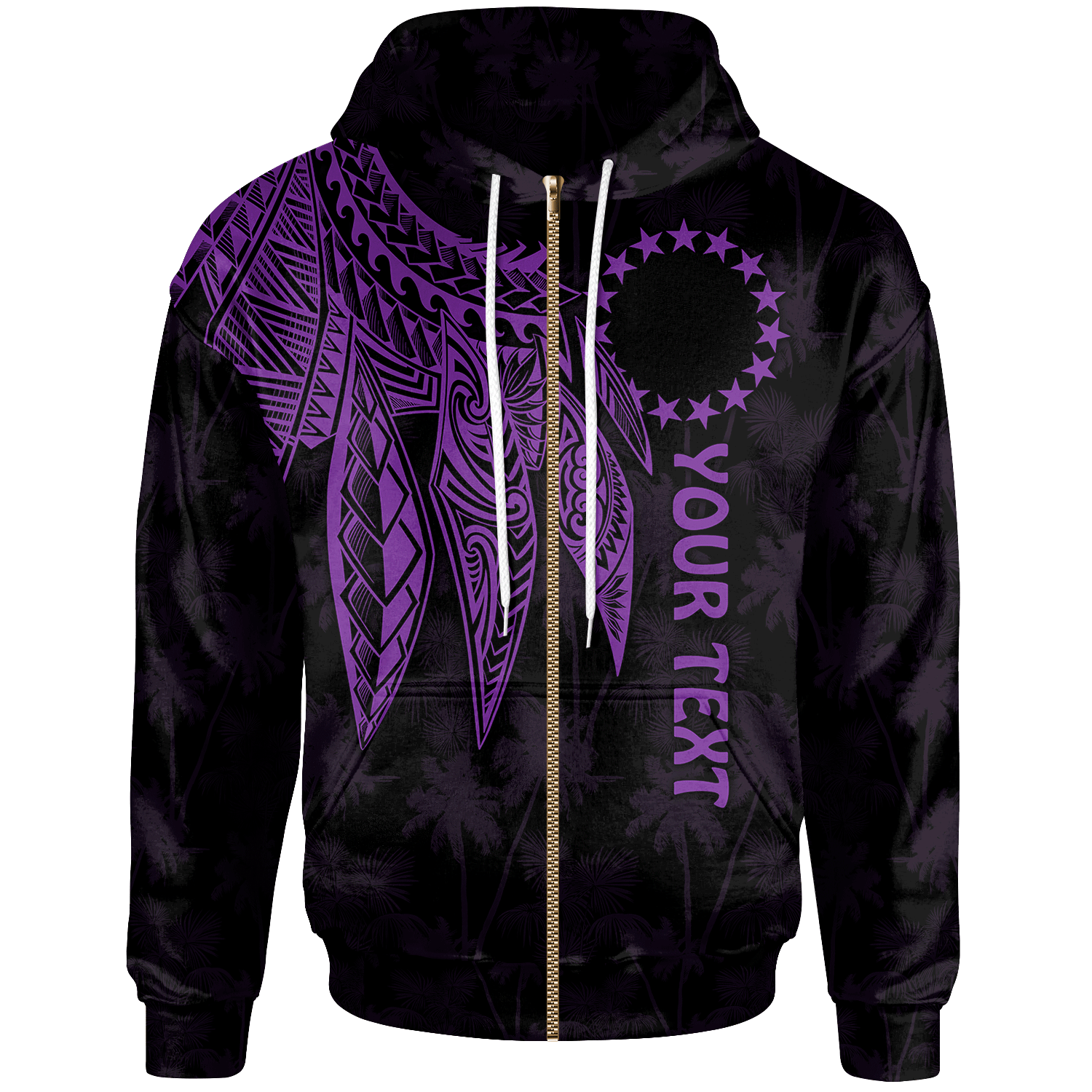 Cook Islands Custom Zip up Hoodie Polynesian Wings (Purple) Unisex Purple - Polynesian Pride