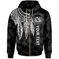 Polynesian Hawaii Custom Zip up Hoodie Polynesian Wings (White) Unisex White - Polynesian Pride