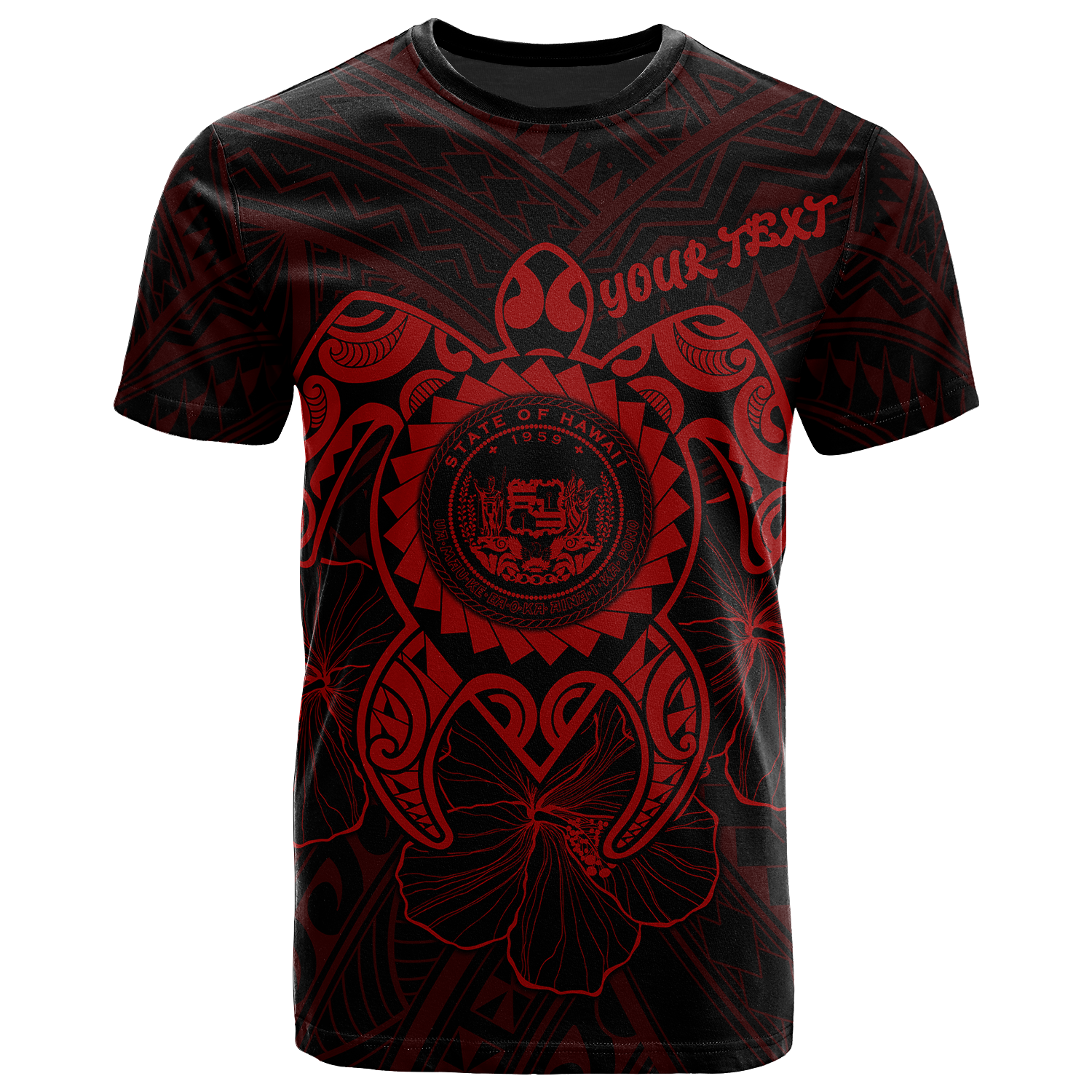 Hawaii Polynesian Custom T Shirt Vintage Polynesian Turtle (Red) Unisex Red - Polynesian Pride