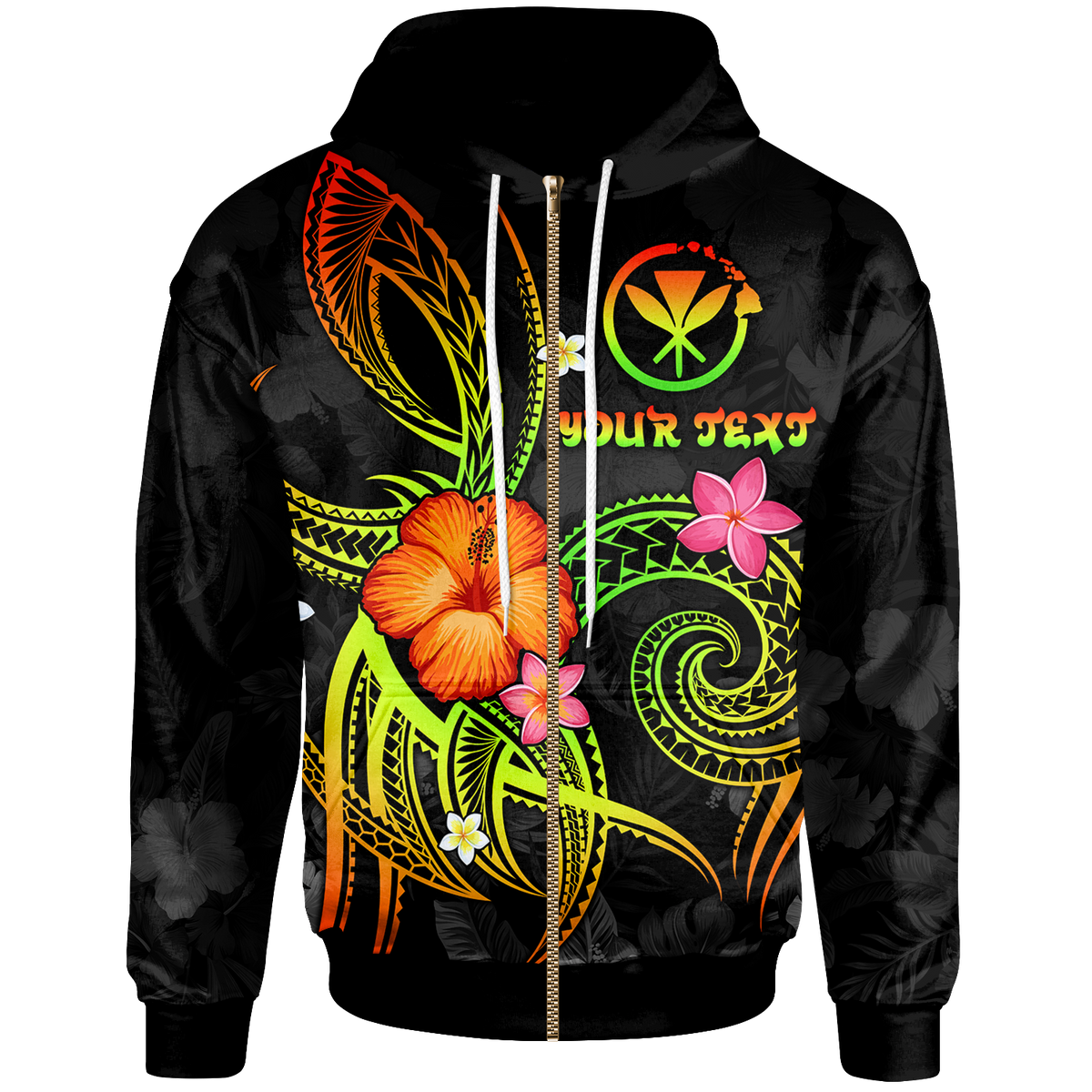 Polynesian Hawaii Custom Zip up Hoodie Legend of Kanaka Maoli (Reggae) Unisex Reggae - Polynesian Pride
