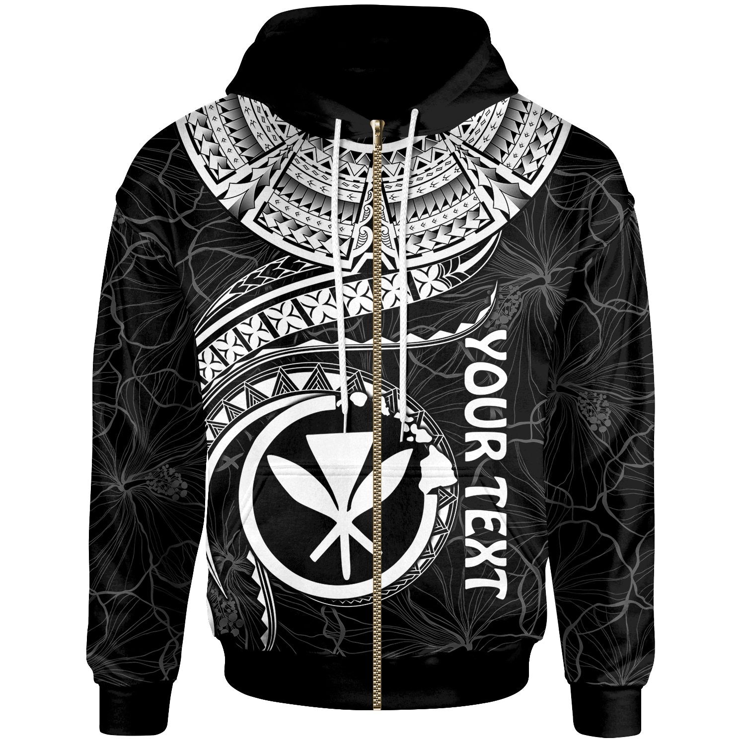 Polynesian Hawaii Kanaka Maoli Custom Zip up Hoodie Hawaiian Waves (White) Unisex White - Polynesian Pride