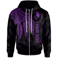 Yap Custom Zip up Hoodie Polynesian Wings (Purple) Unisex Purple - Polynesian Pride