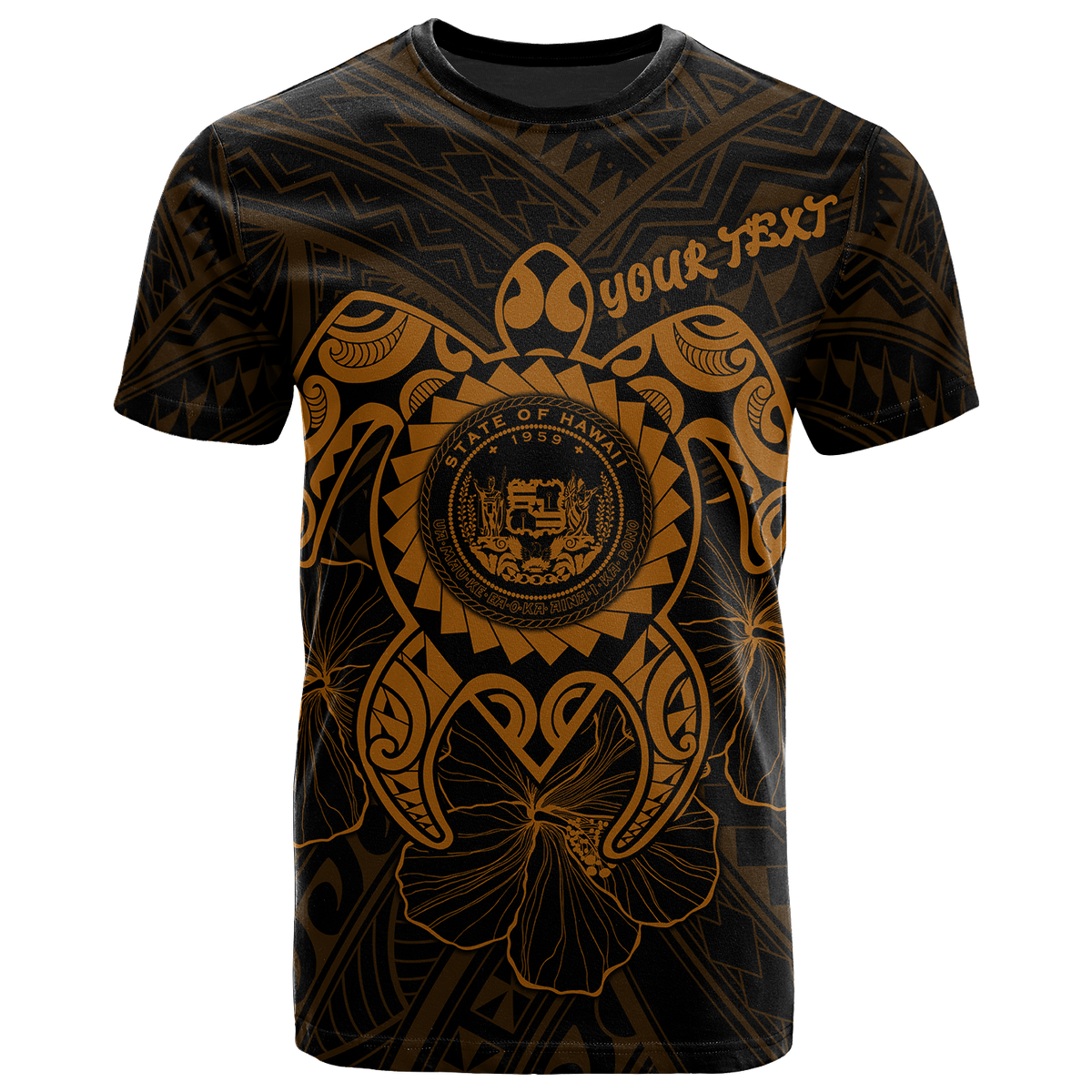 Hawaii Polynesian Custom T Shirt Vintage Polynesian Turtle (Golden) Unisex Golden - Polynesian Pride