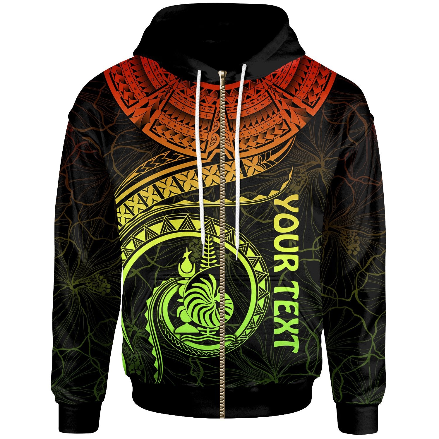 New Caledonia Polynesian Custom Zip up Hoodie New Caledonia Waves (Reggae) Unisex Reggae - Polynesian Pride