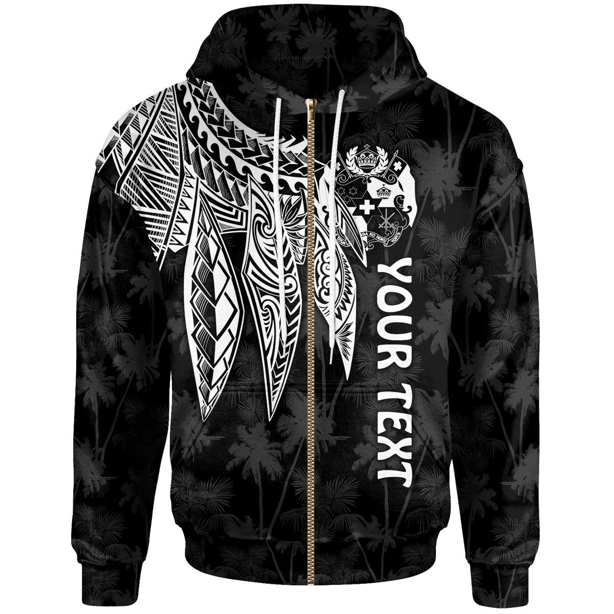 Tonga Custom Zip up Hoodie Polynesian Wings (White) Unisex White - Polynesian Pride