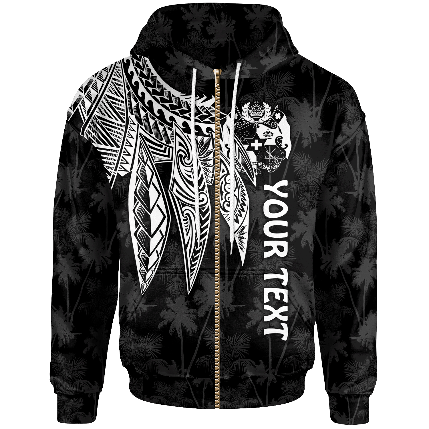 Tonga Custom Zip up Hoodie Polynesian Wings (White) Unisex White - Polynesian Pride