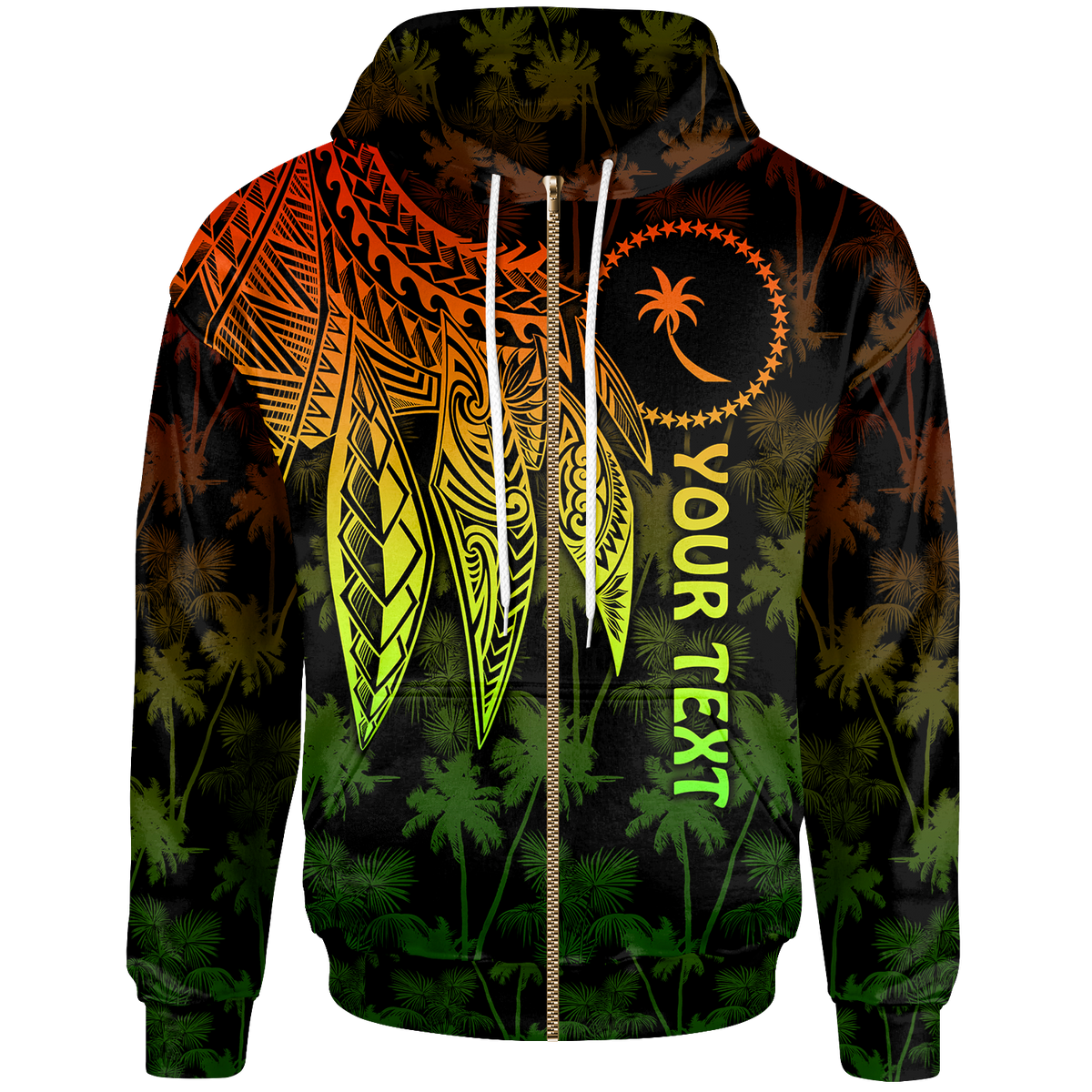 Chuuk Custom Zip up Hoodie Polynesian Wings (Reggae) Unisex Reggae - Polynesian Pride