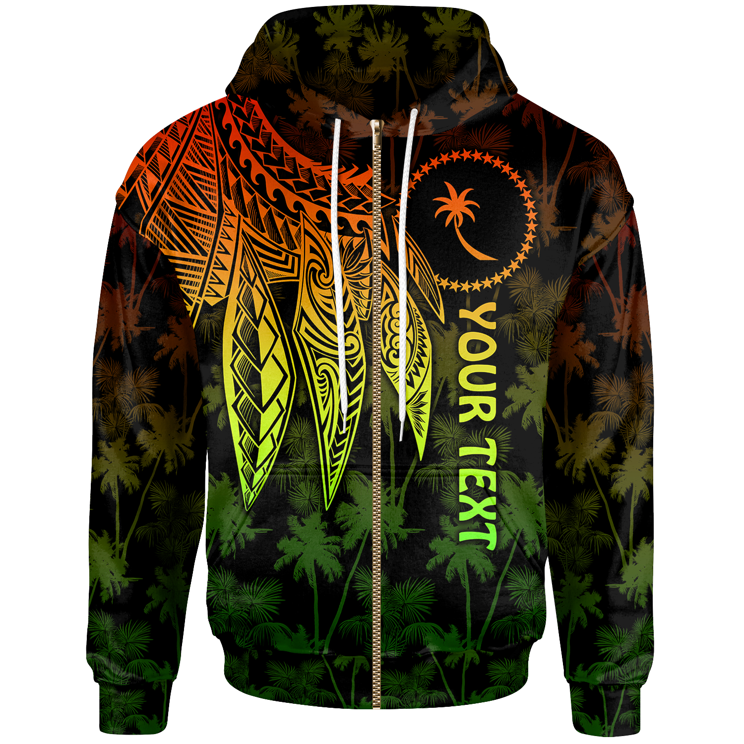 Chuuk Custom Zip up Hoodie Polynesian Wings (Reggae) Unisex Reggae - Polynesian Pride