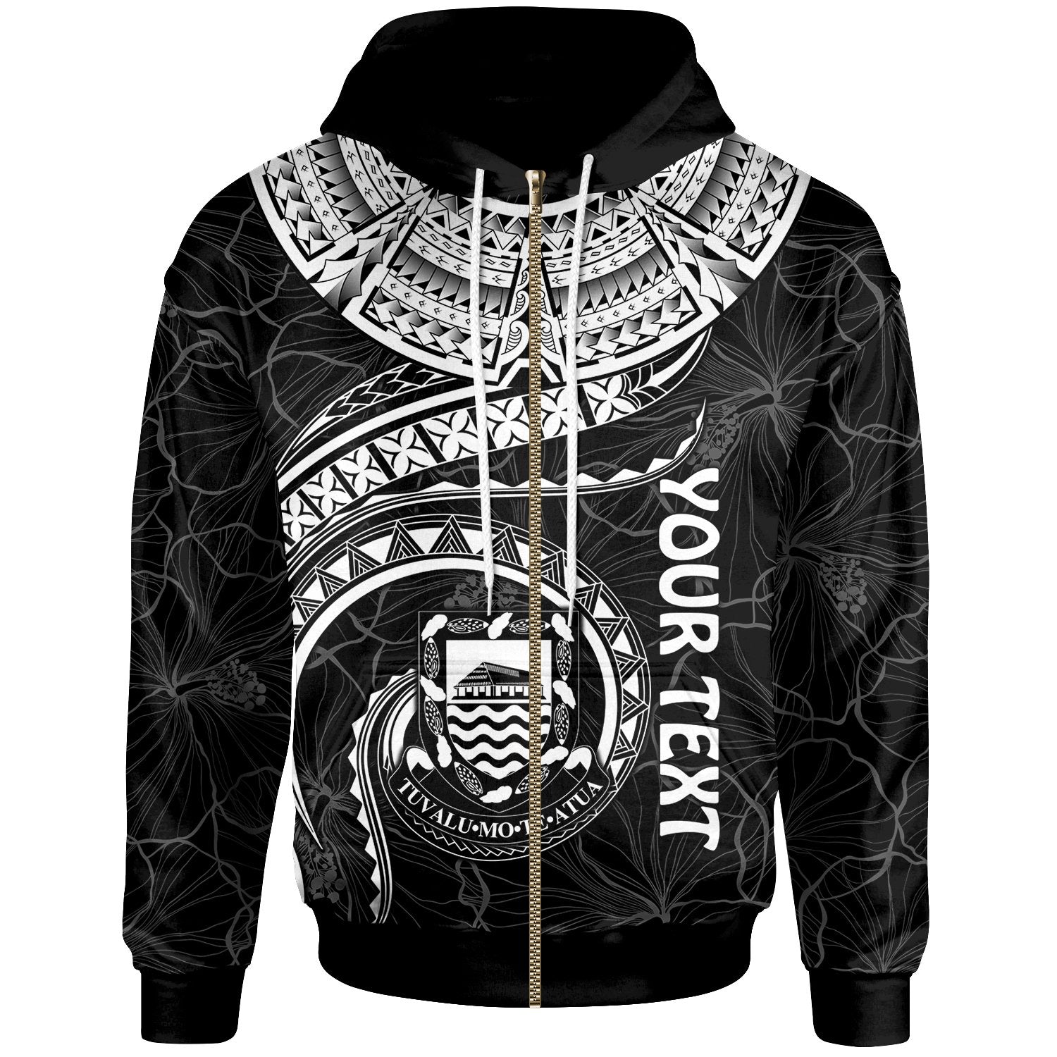 Tuvalu Polynesian Custom Zip up Hoodie Tuvalu Waves (White) Unisex White - Polynesian Pride