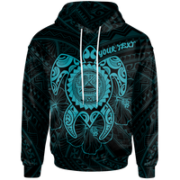 American Samoa Polynesian Custom Hoodie Vintage Polynesian Turtle (Turquoise) Unisex Turquoise - Polynesian Pride