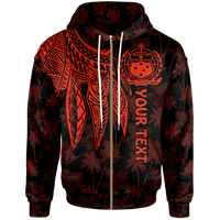 Samoa Zip up Custom Hoodie Polynesian Wings (Red) Unisex Red - Polynesian Pride