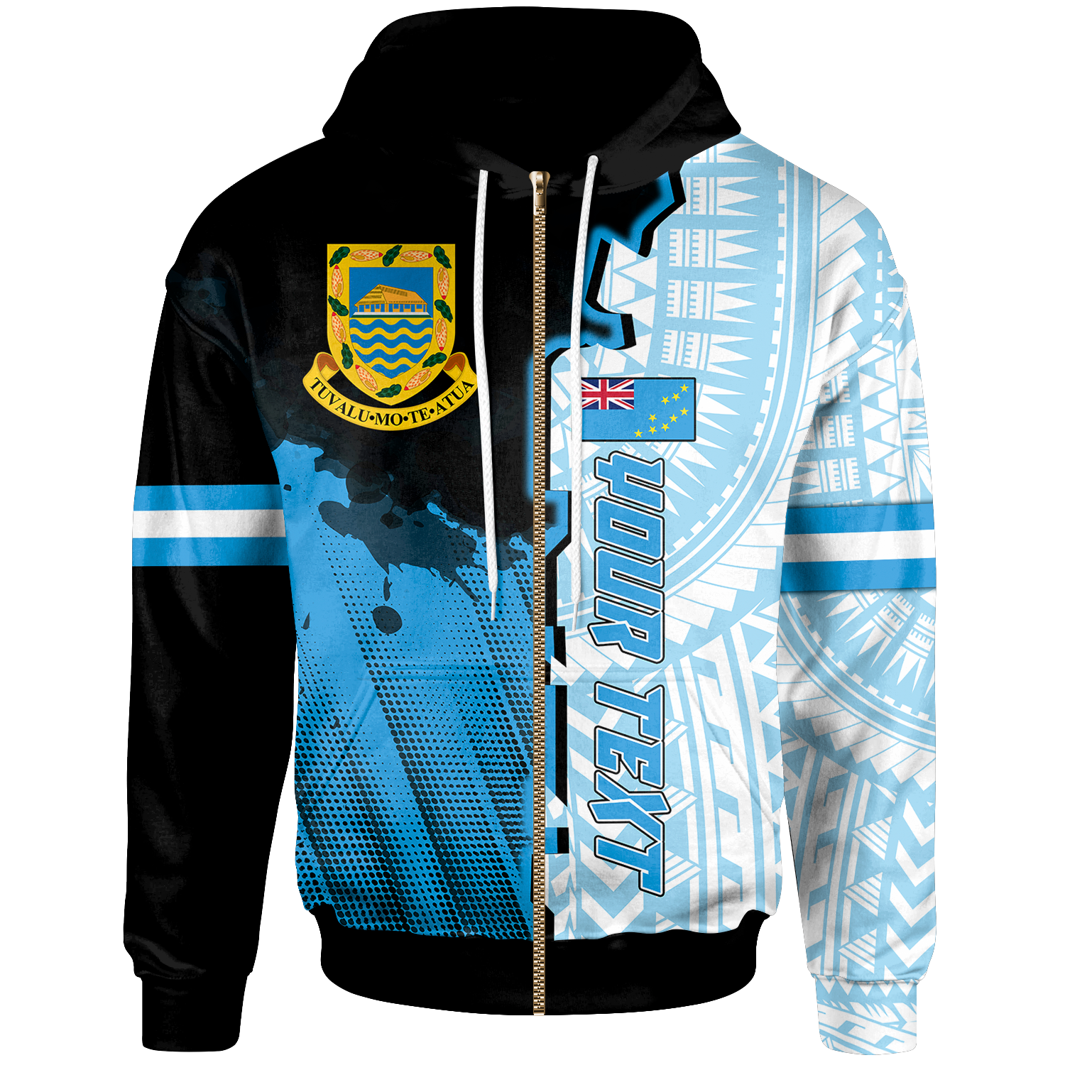Tuvalu Custom Zip up Hoodie Independence Day Unisex Blue - Polynesian Pride