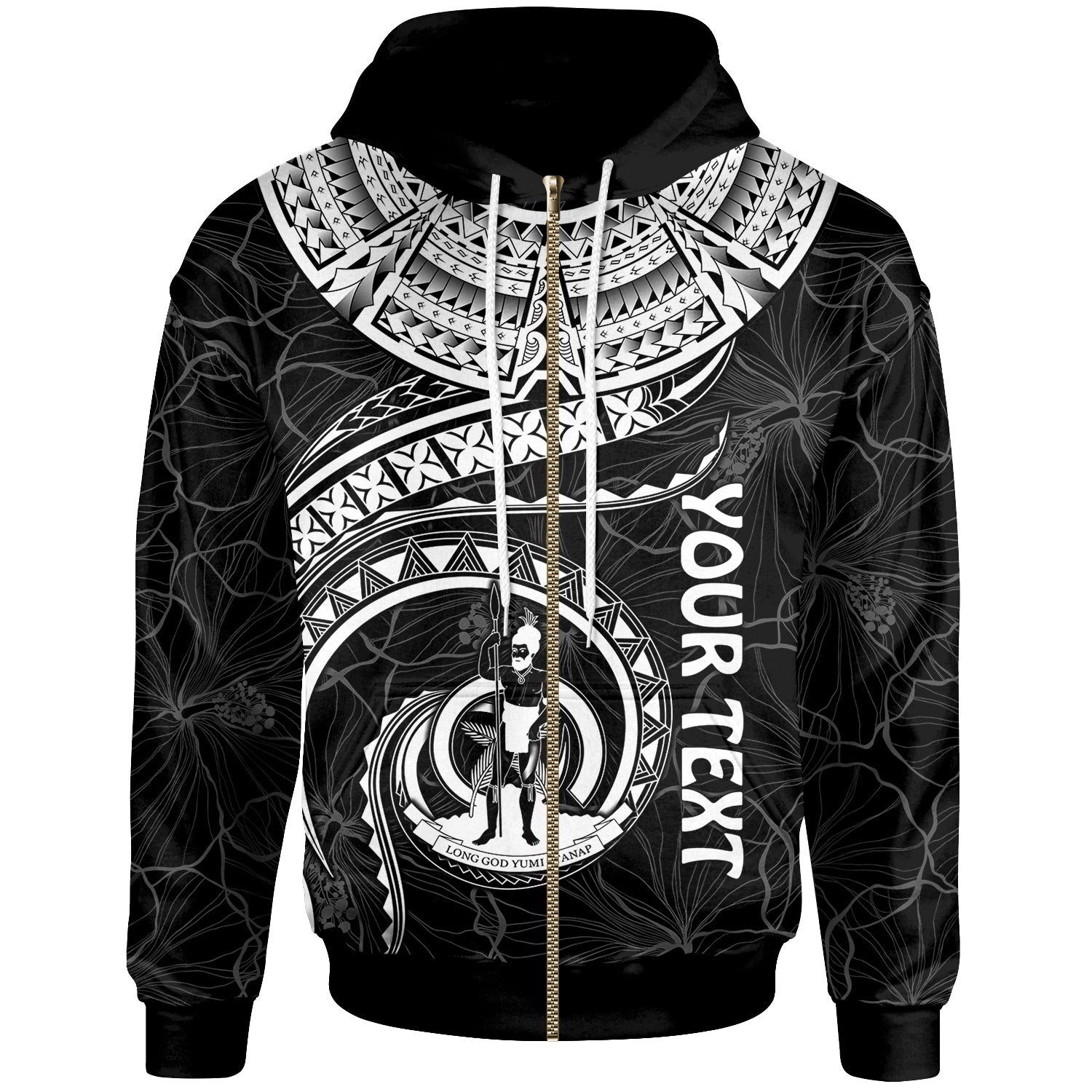 Vanuatu Polynesian Custom Zip up Hoodie Vanuatu Waves (White) Unisex White - Polynesian Pride