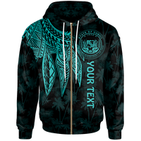 Polynesian Hawaii Custom Zip up Hoodie Polynesian Wings (Turquoise) Unisex Turquoise - Polynesian Pride