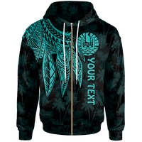 Tahiti Custom Zip up Hoodie Polynesian Wings (Turquoise) Unisex Turquoise - Polynesian Pride
