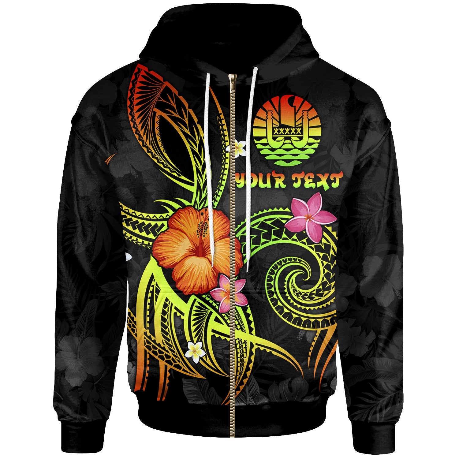 Polynesian Tahiti Custom Zip up Hoodie Legend of Tahiti (Reggae) Unisex Reggae - Polynesian Pride