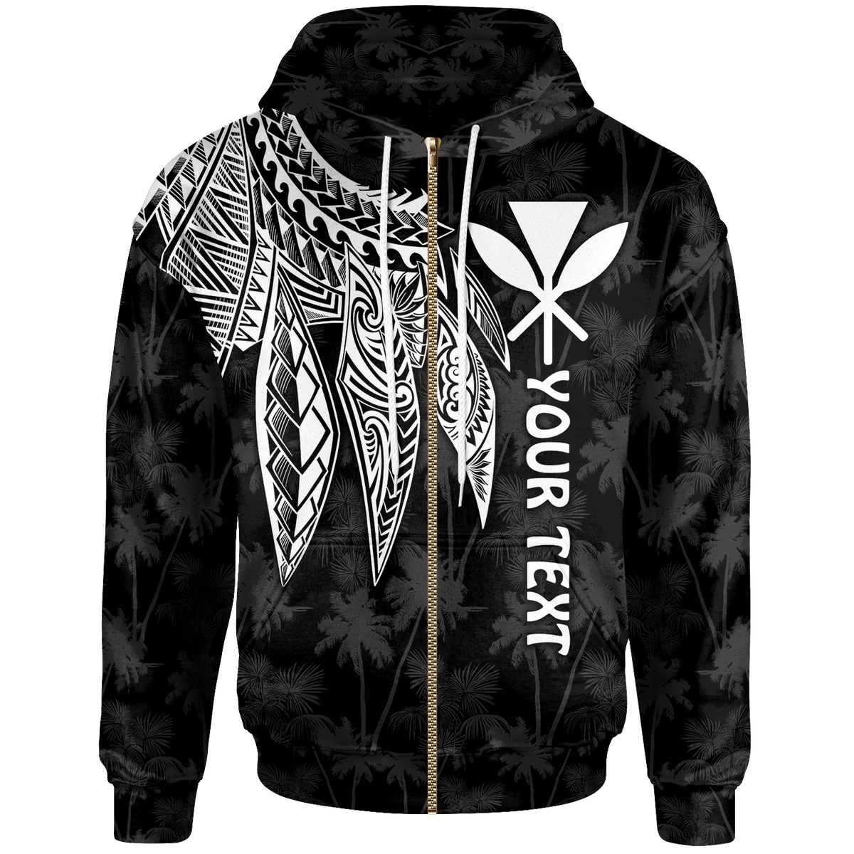 Polynesian Hawaii Kanaka Maoli Custom Zip up Hoodie Polynesian Wings (White) Unisex White - Polynesian Pride