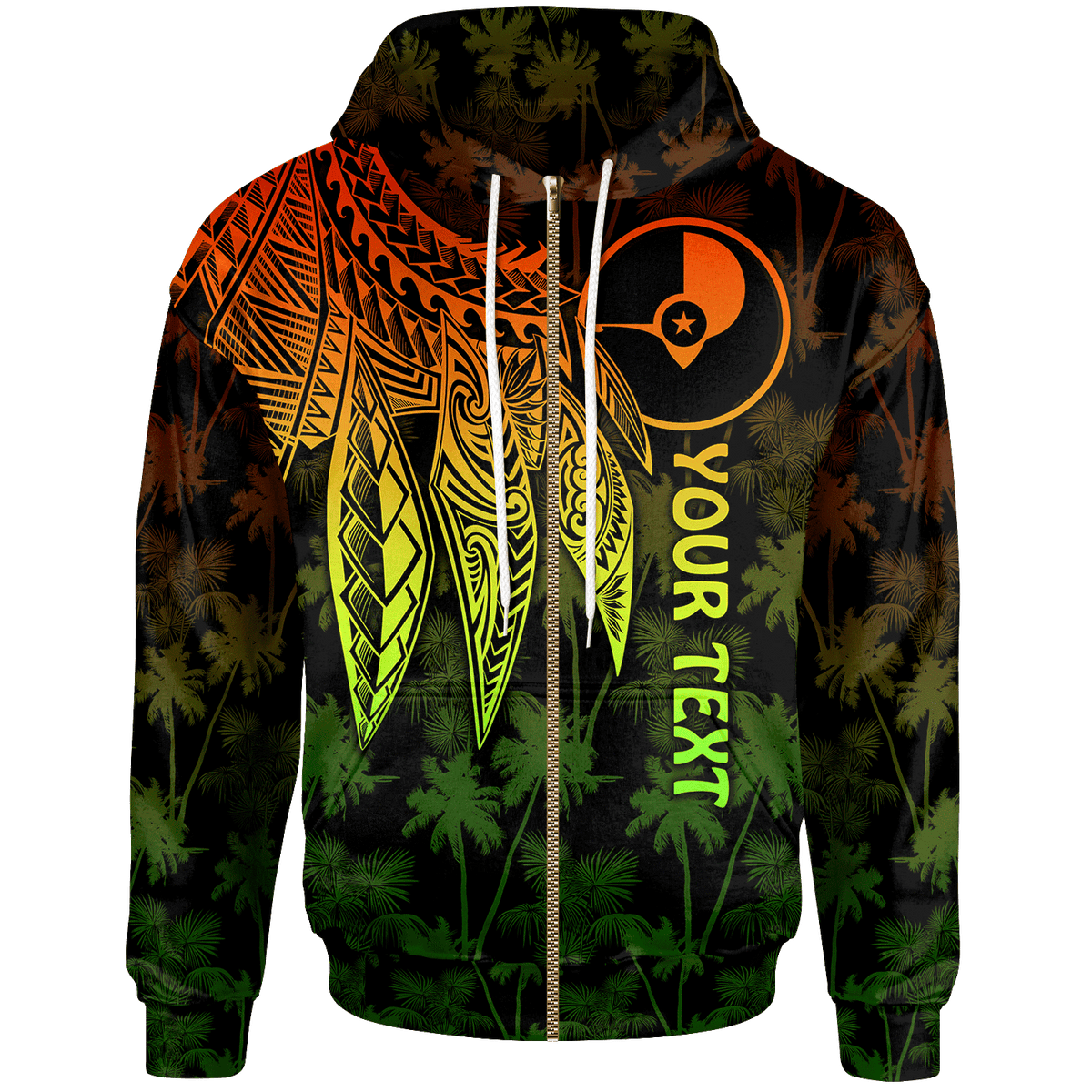 Yap Custom Zip up Hoodie Polynesian Wings (Reggae) Unisex Reggae - Polynesian Pride