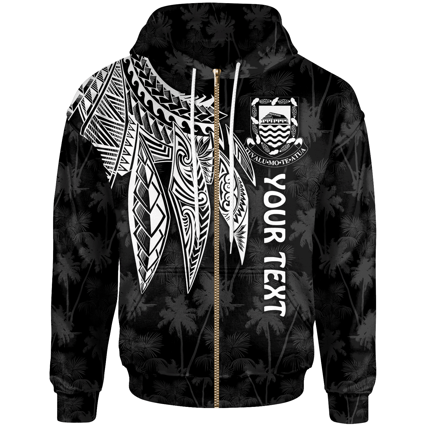 Tuvalu Custom Zip up Hoodie Polynesian Wings (White) Unisex Blue - Polynesian Pride