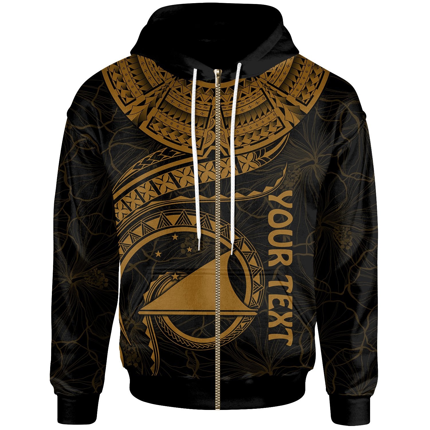 Tokelau Polynesian Custom Zip up Hoodie Tokelau Waves (Golden) Unisex Golden - Polynesian Pride