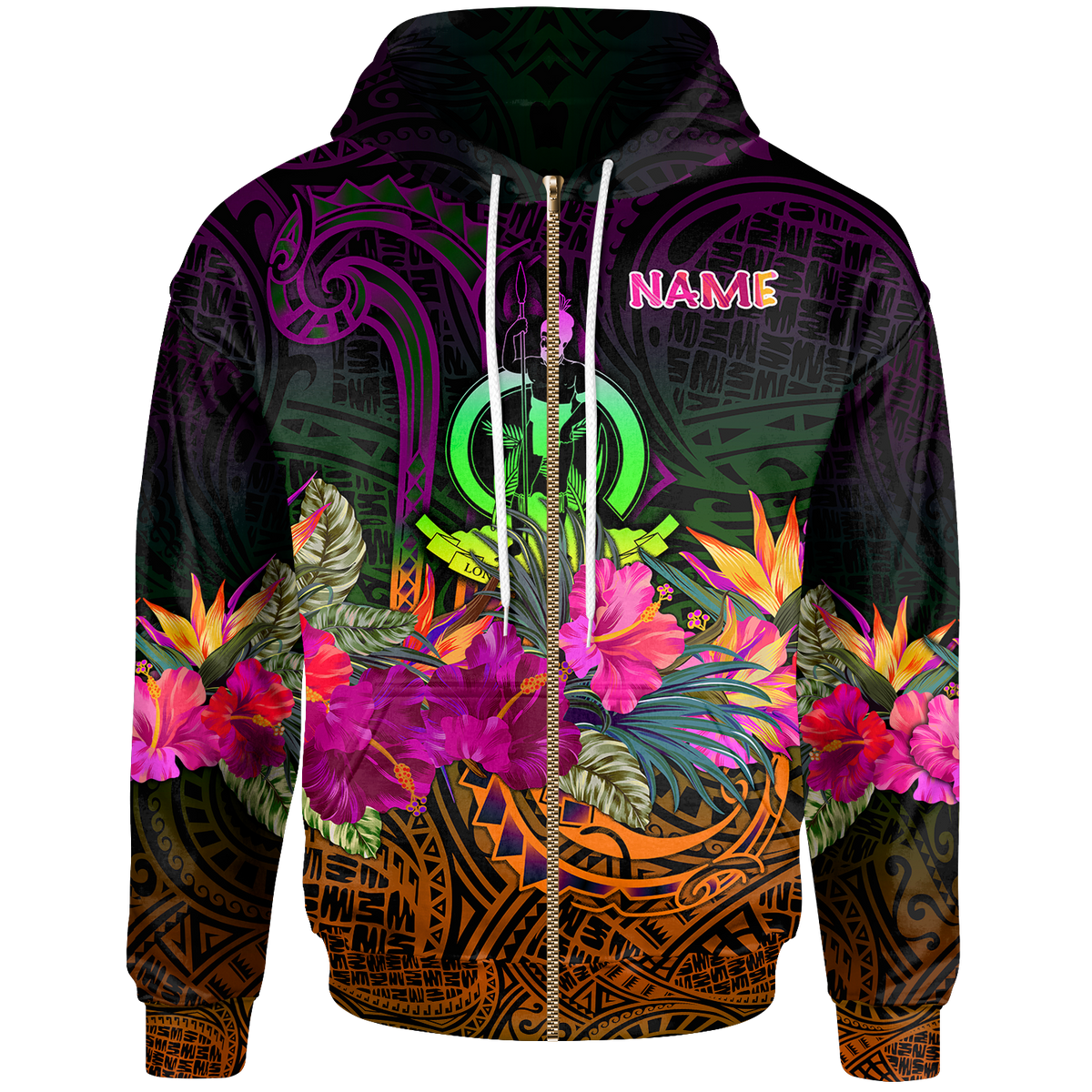 Vanuatu Custom Zip up Hoodie Summer Hibiscus Unisex Reggae - Polynesian Pride
