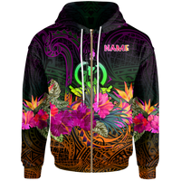 Vanuatu Custom Zip up Hoodie Summer Hibiscus Unisex Reggae - Polynesian Pride