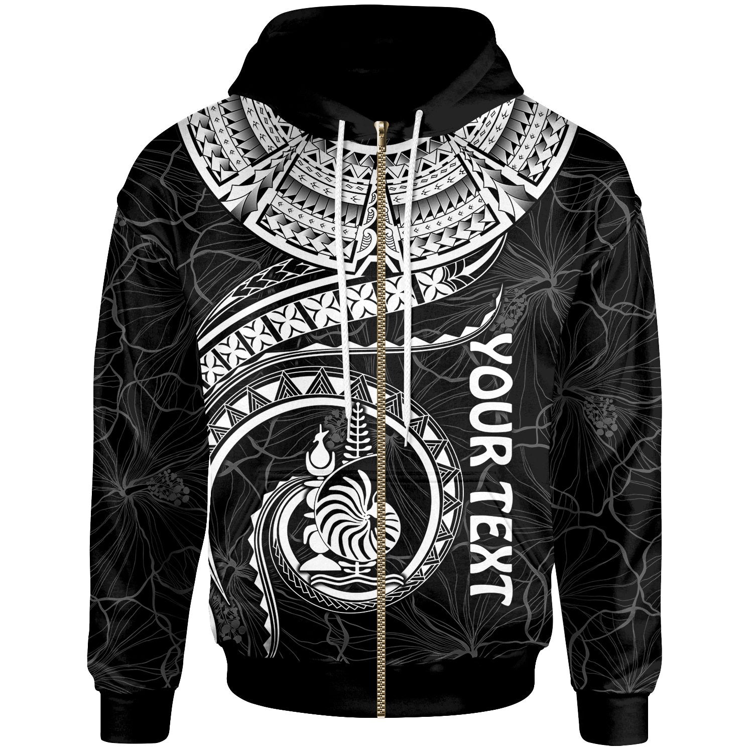 New Caledonia Polynesian Custom Zip up Hoodie New Caledonia Waves (White) Unisex White - Polynesian Pride