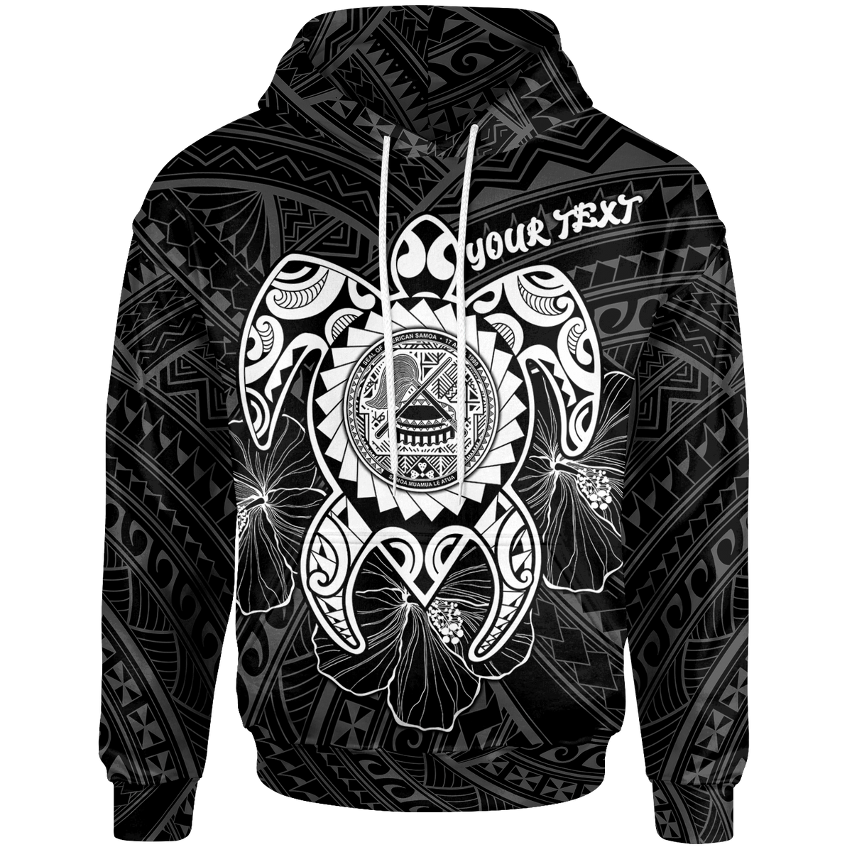 American Samoa Polynesian Custom Hoodie Vintage Polynesian Turtle (White) Unisex White - Polynesian Pride