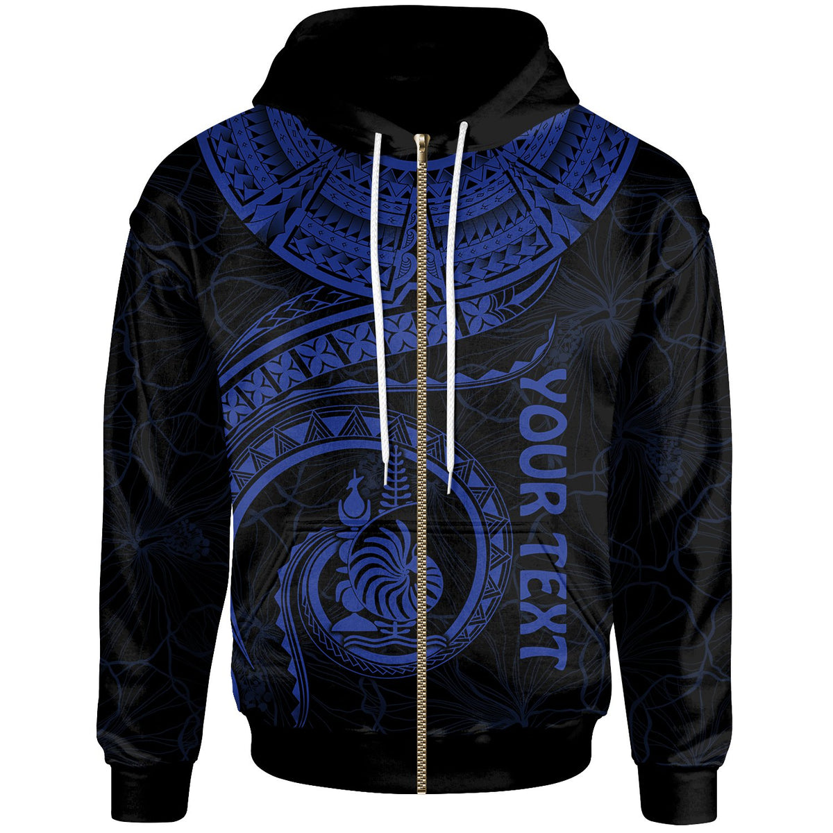 New Caledonia Polynesian Custom Zip up Hoodie New Caledonia Waves (Blue) Unisex Blue - Polynesian Pride
