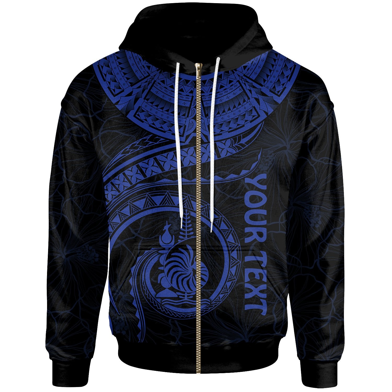 New Caledonia Polynesian Custom Zip up Hoodie New Caledonia Waves (Blue) Unisex Blue - Polynesian Pride