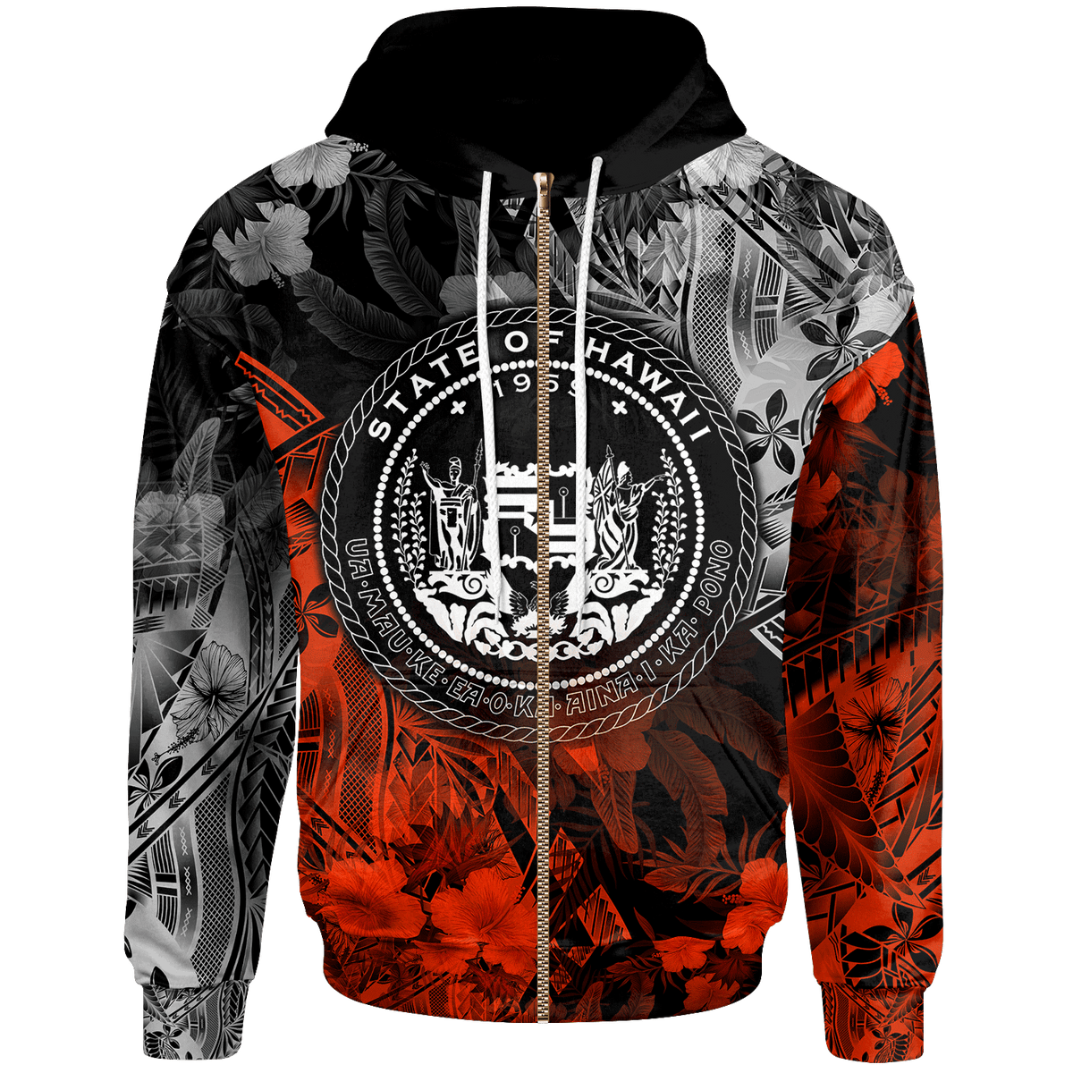 Polynesian Hawaii Zip up Hoodie Vintage Polynesian Style Unisex Brown - Polynesian Pride