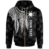 The Philippines Custom Zip up Hoodie Polynesian Wings (White) Unisex White - Polynesian Pride