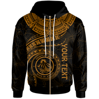 Polynesian Hawaii Custom Zip up Hoodie Maui Polynesian Waves (Golden) Unisex Golden - Polynesian Pride